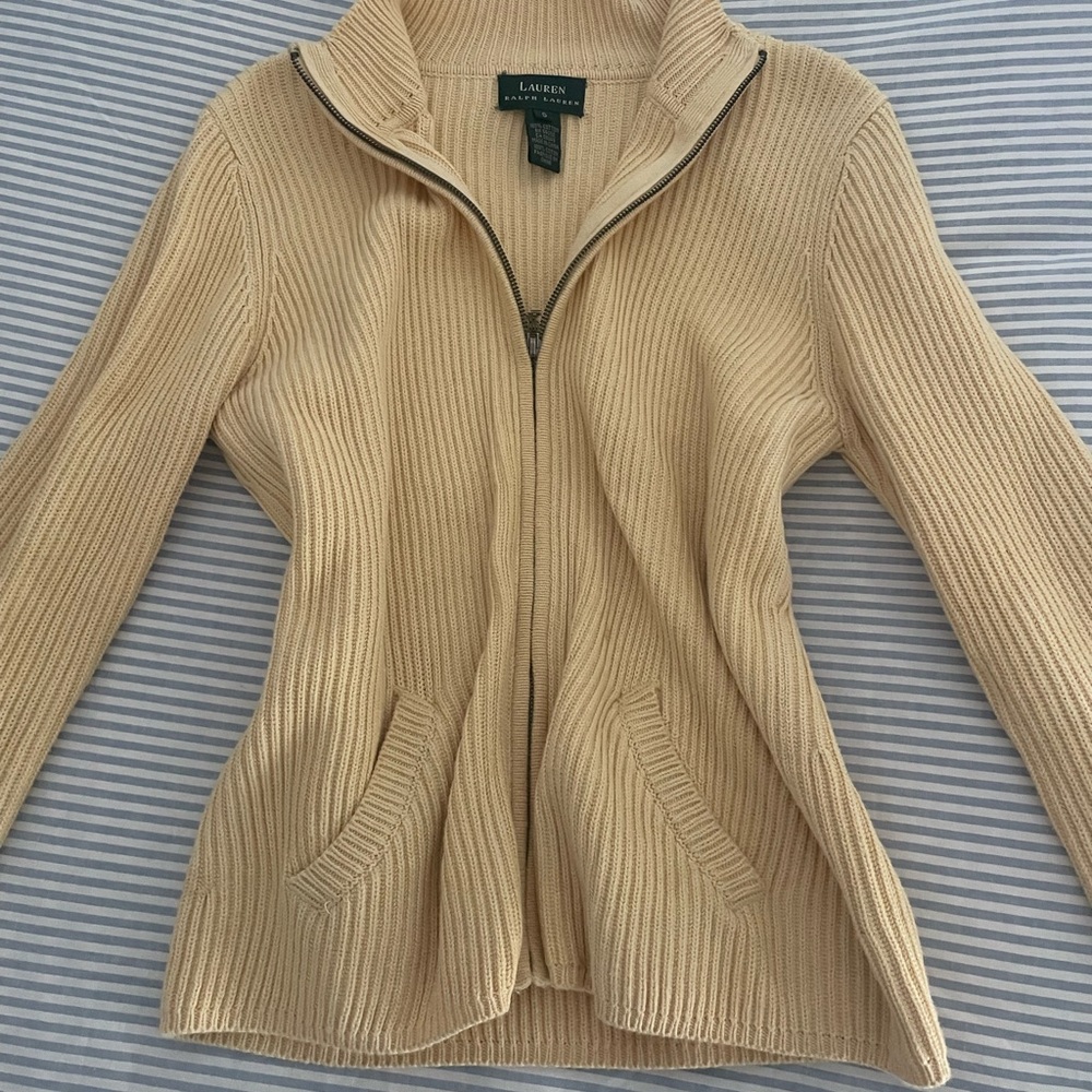 🔴LAUREN RALPH LAUREN YELLOW ZIP UP SWEATER